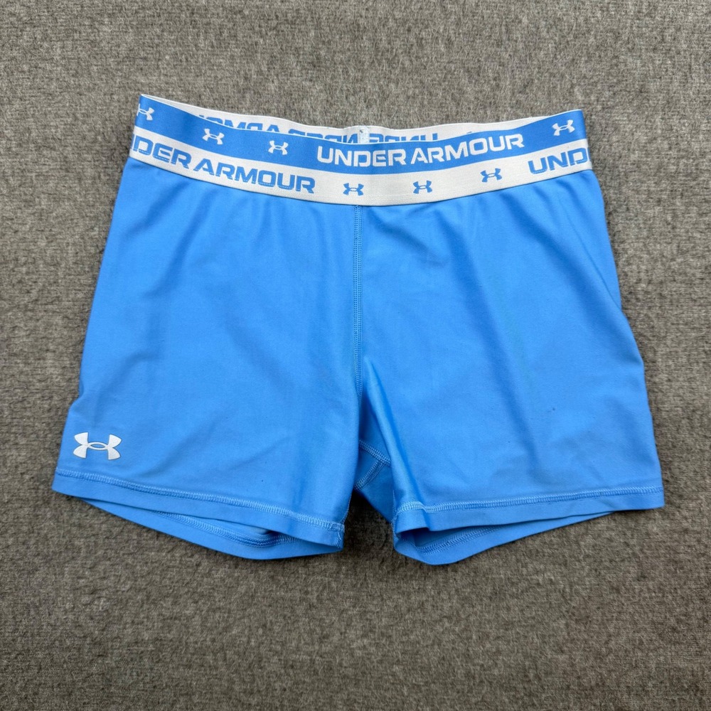 Under Armour Compression Shorts Women's YLG Blue‎ HeatGear Athletic Spandex